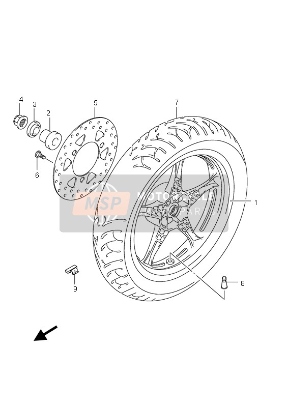 Suzuki UX125 SIXTEEN 2008 Rear Wheel for a 2008 Suzuki UX125 SIXTEEN